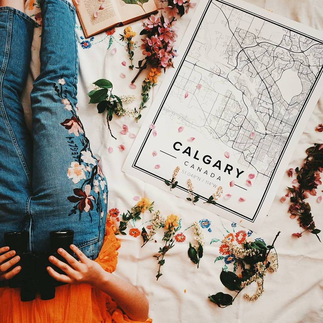 White map poster of Calgary, Canada