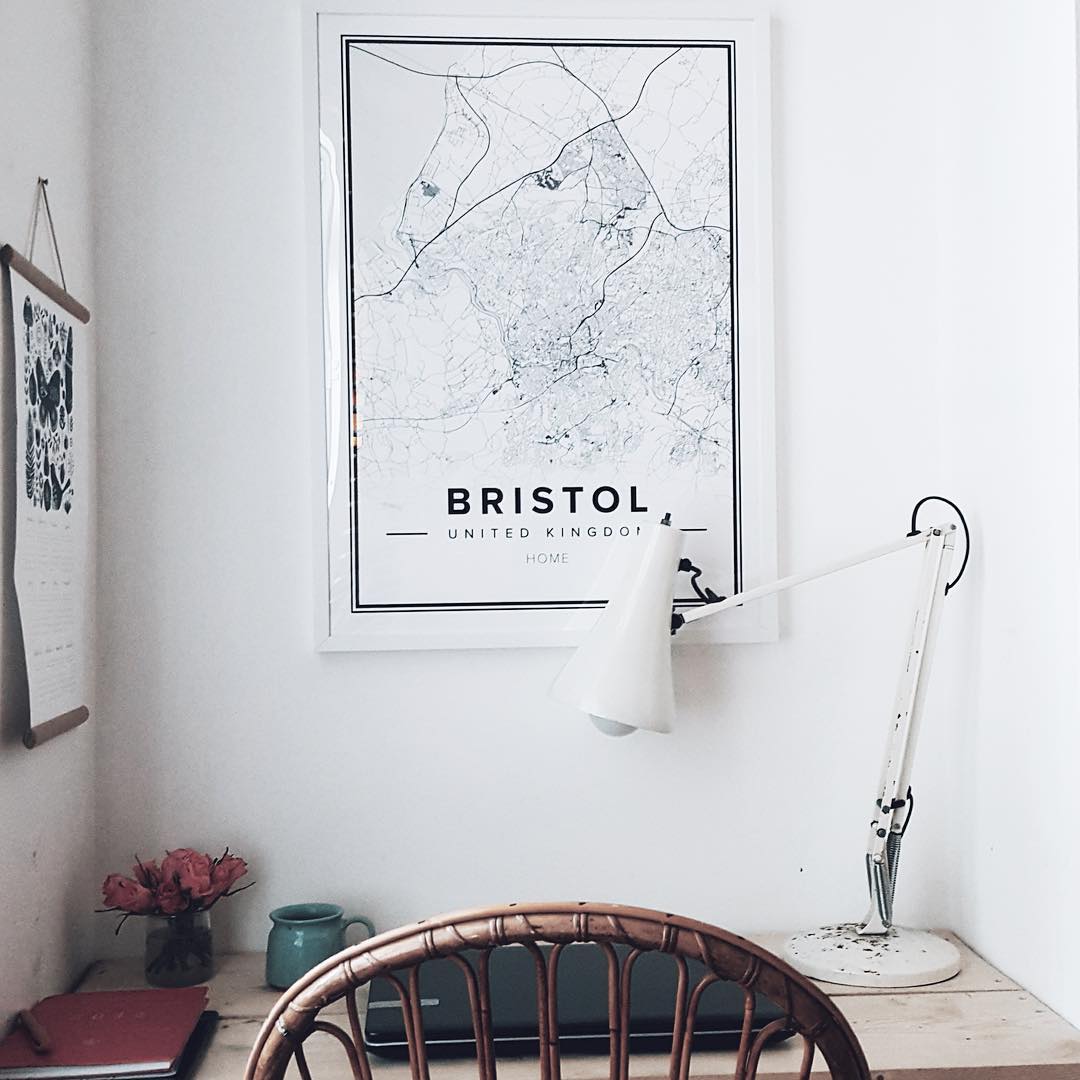 White map poster of Bristol, United Kingdom