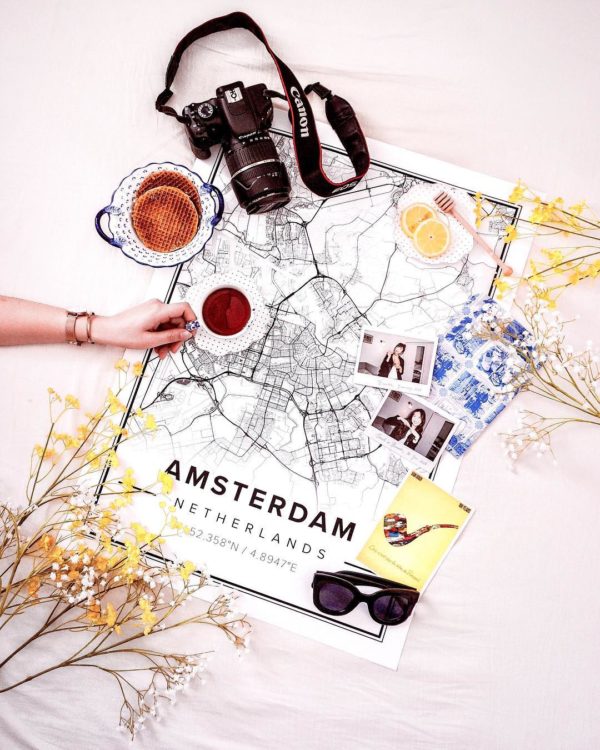 White map poster of amsterdam, netherlands