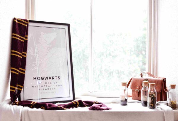 White map poster of Hogwarts, Harry Potter Poster