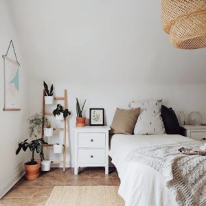 Boho bedroom with Mapiful poster