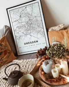 White map poster of Dresden, Germany