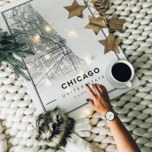 White map poster of Chicago, United States
