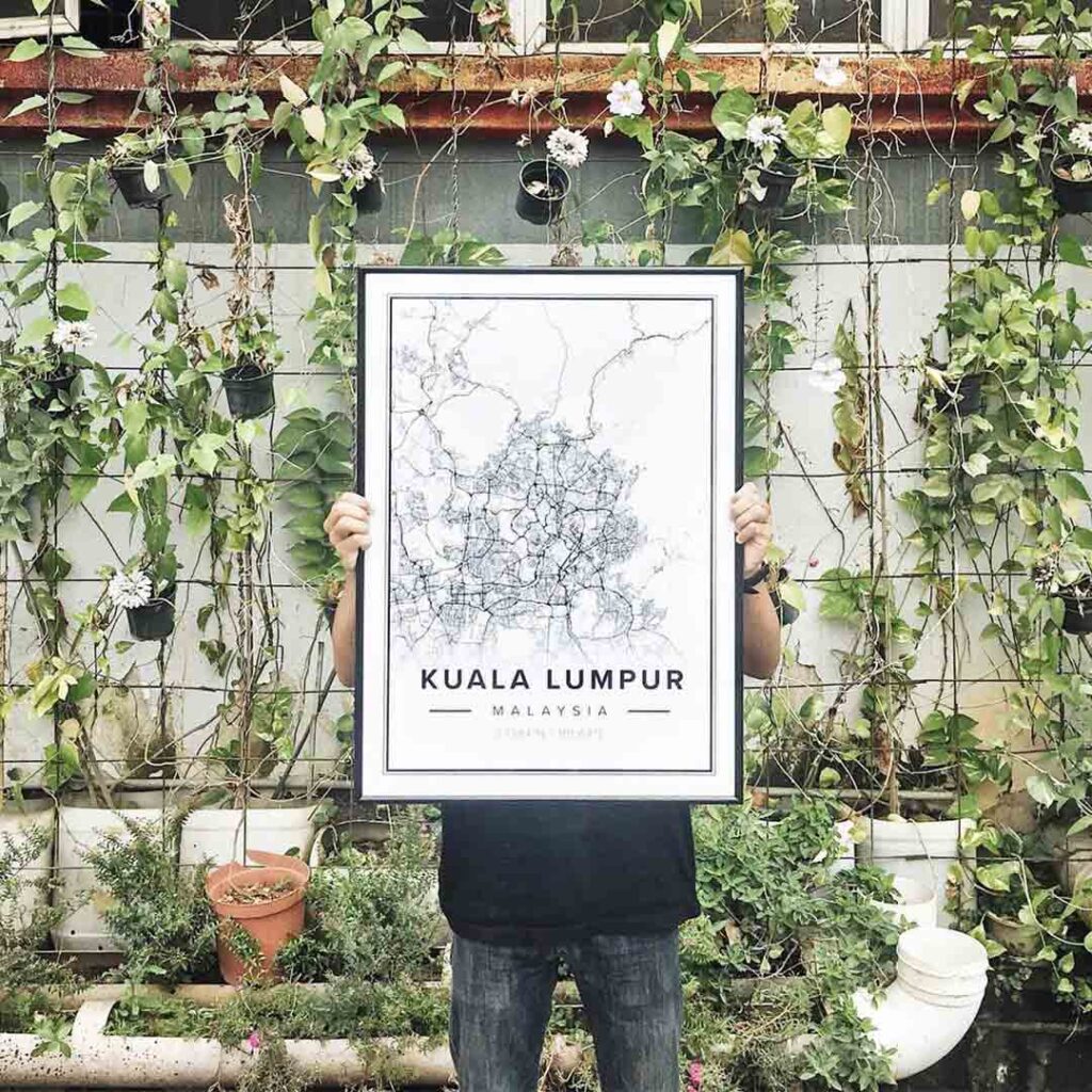 Mapiful Poster Beautiful poster of Kuala Lumpur, Streetmap poster - Mapiful