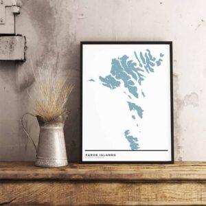 Blue map poster of the Faroe Islands