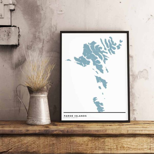 Blue map poster of the Faroe Islands