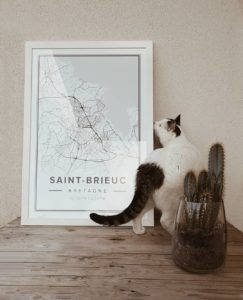 White map poster of Saint-Brieuc, France