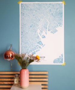 Blue map poster of Tokyo, Japan