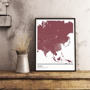 Red map poster of China