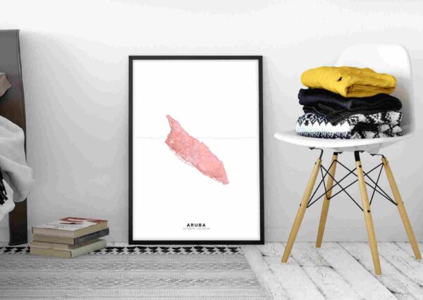 Pink map poster of Aruba