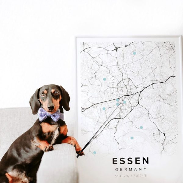 White map poster of Essen, Germany