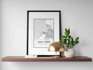 white map poster of cape town, south africa