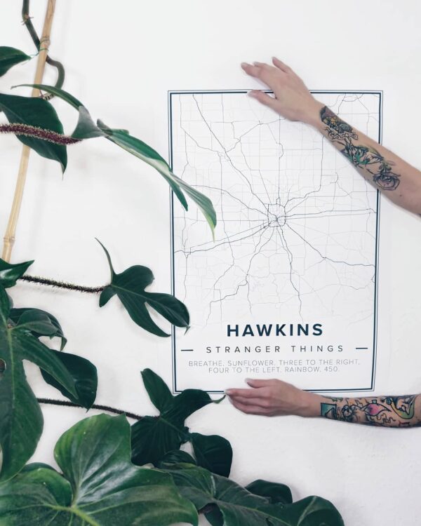 White map poster of Hawkins, Stranger Things