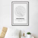 white star map poster of Indonesia