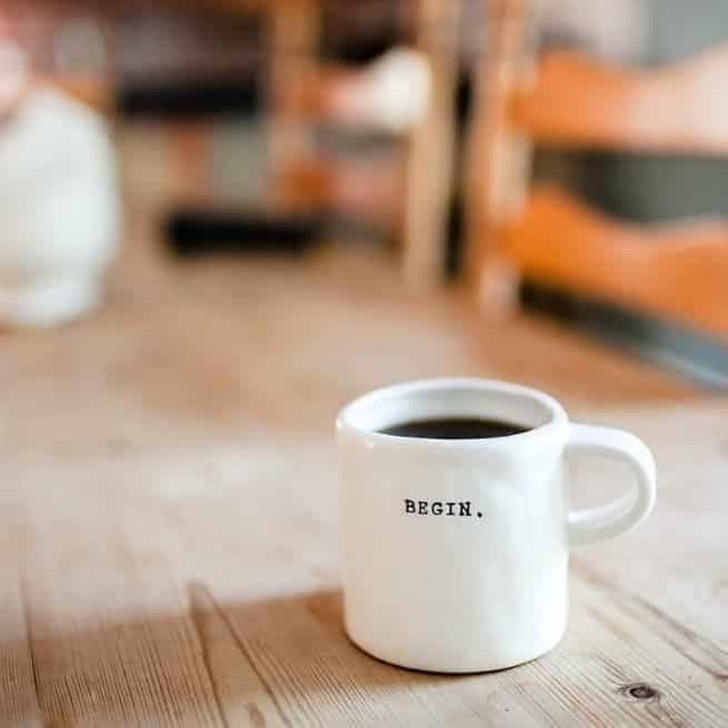 mapiful shows a picture of a coffee mug with the word 'begin' written on it