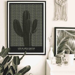 Life Is Like A Cactus text art poster