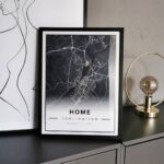 dark modern street map poster of Home, Trollhättan with black frame