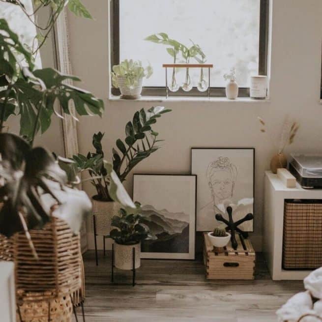 living room corner after a makeover