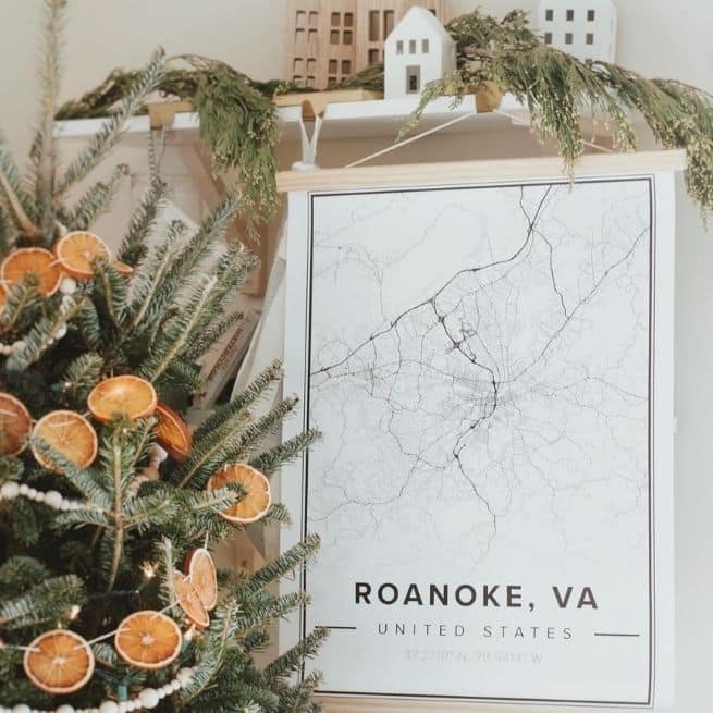 roanoke street map and Christmas orange tree