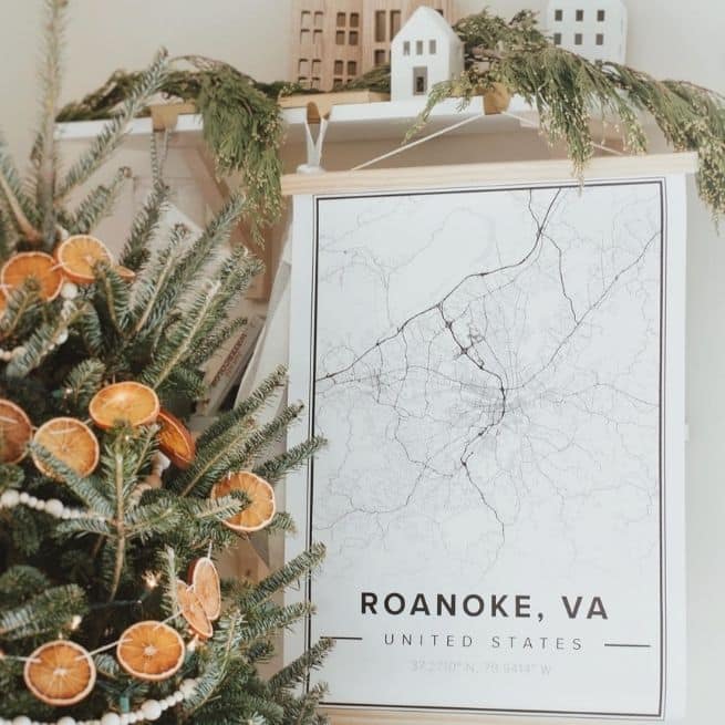 roanoke street map and Christmas orange tree