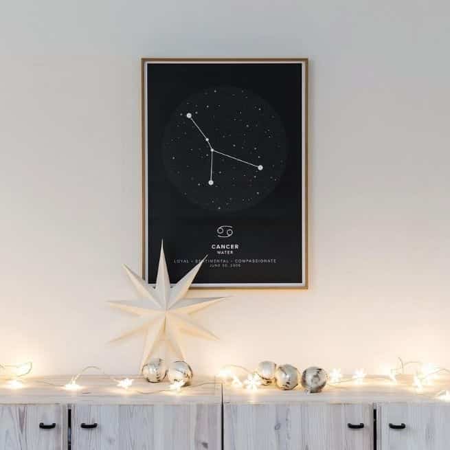 Scandinavian décor for Christmas Scandi starlight zodiac cancer mapiful 