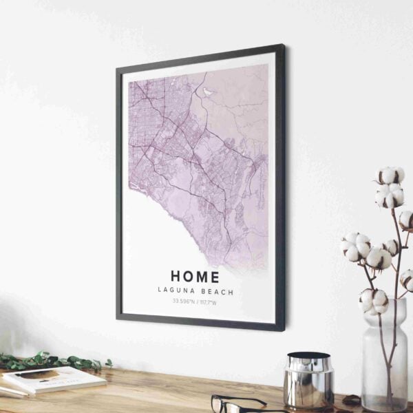 purple map poster of laguna beach, united states