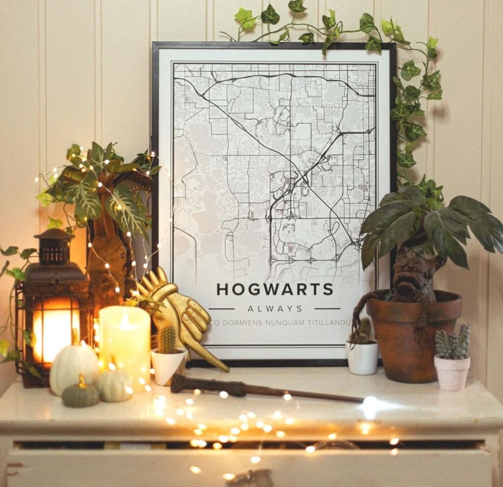 white map poster of hogwarts