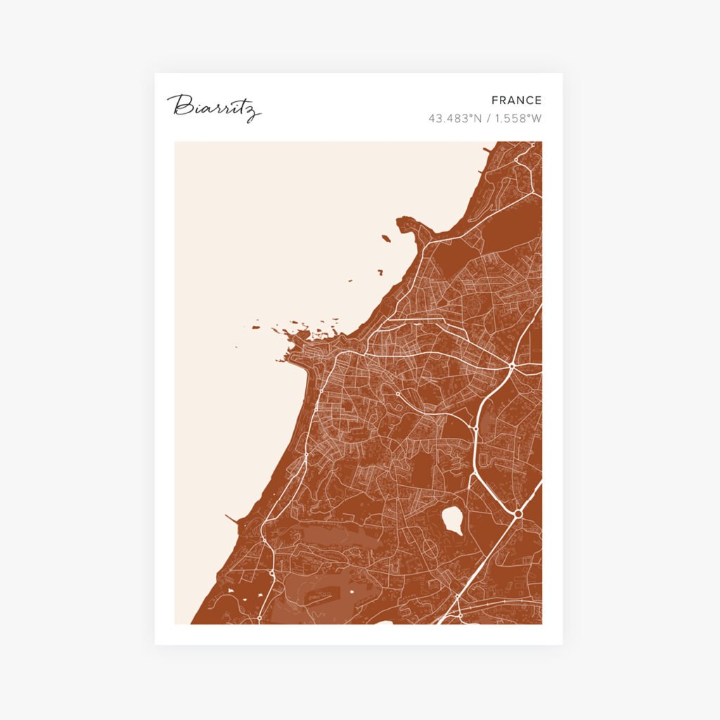 Customizable Street Map Print of Biarritz