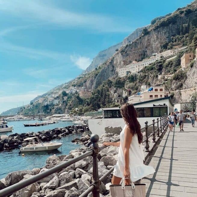 Staycation Amalfi person boats sea