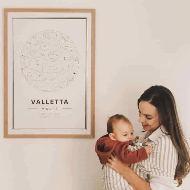 modern star map poster of valletta, malta - Mother's Day poster gifts