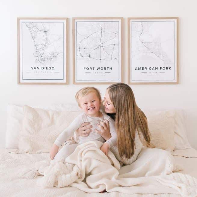 Mother's Day poster gifts - map posters of san diego, fort worth and american fork, united states