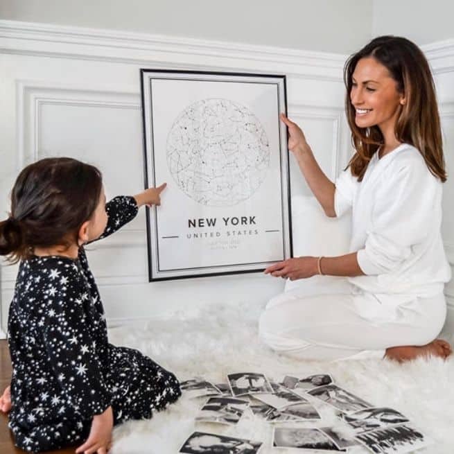 modern star map poster of new york, united states