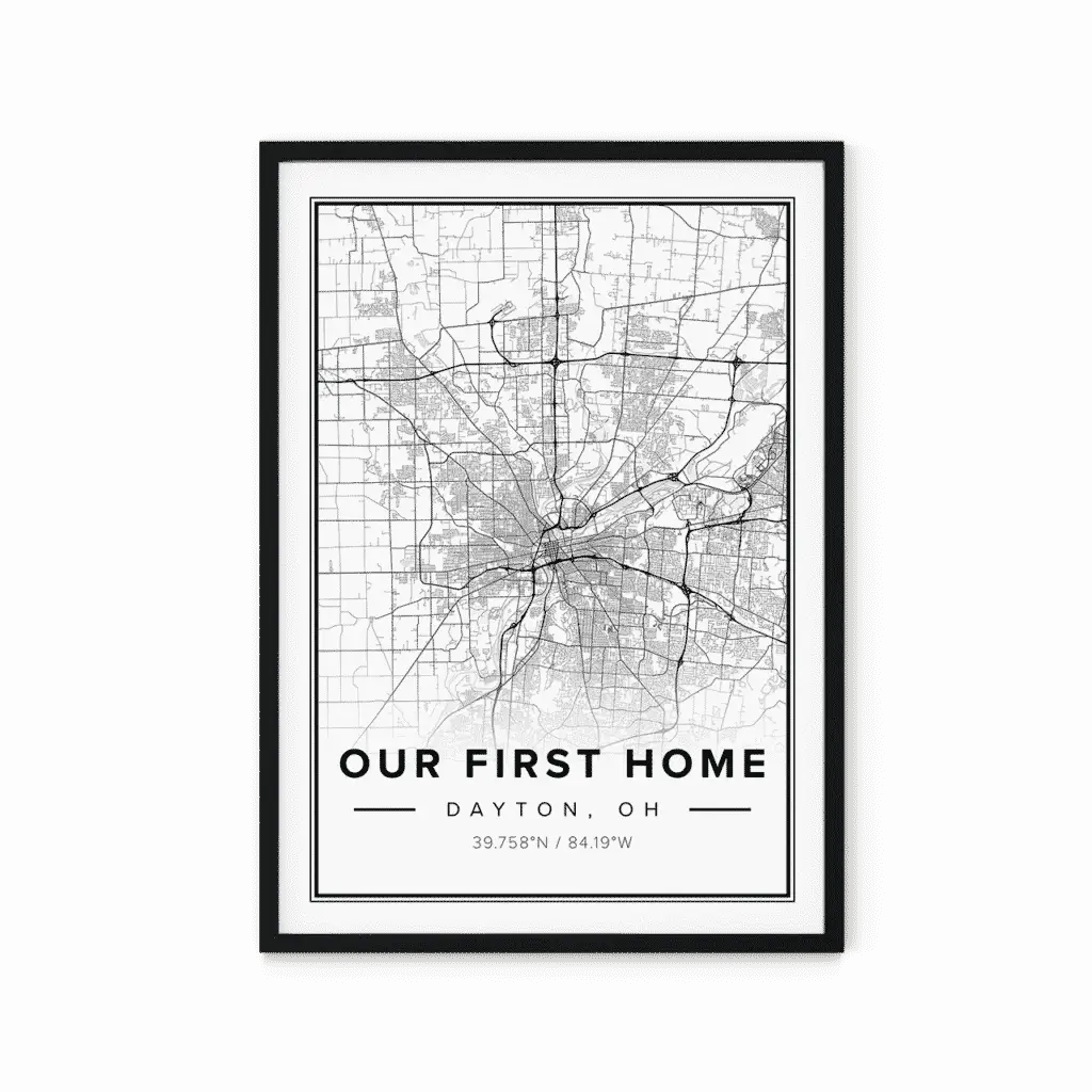 Modern map poster of Dayton, Ohio