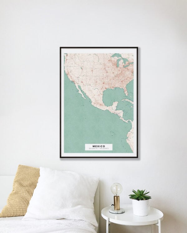 Vintage map poster of Mexico