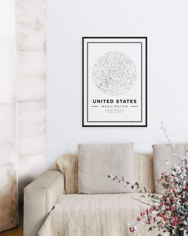 white star map poster of the United States