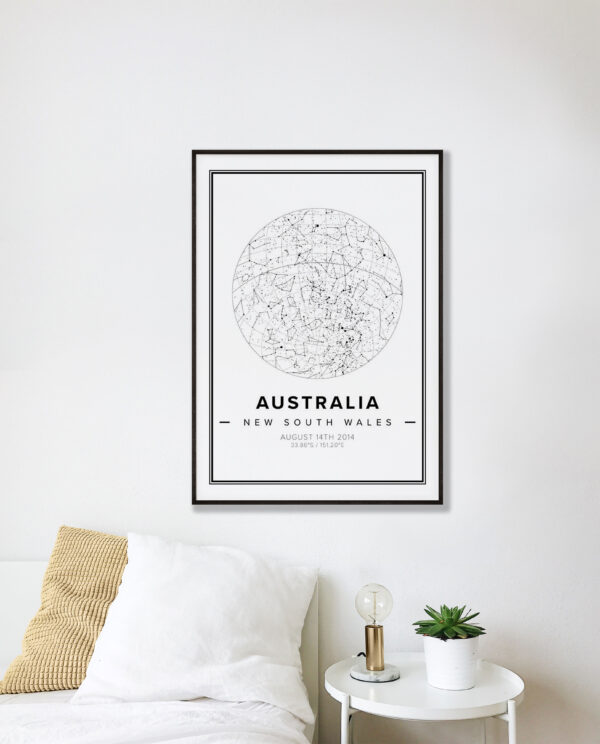 white star map poster of Australia