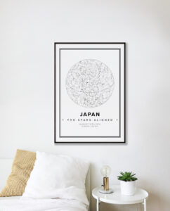 white star map poster of Japan