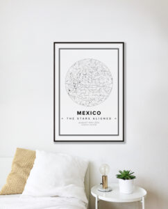 white star map poster of Mexico