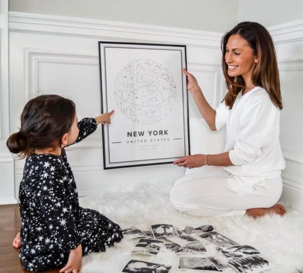 white star map poster of new york, united states