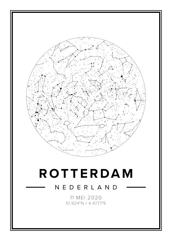 white star map poster of rotterdam, the netherlands