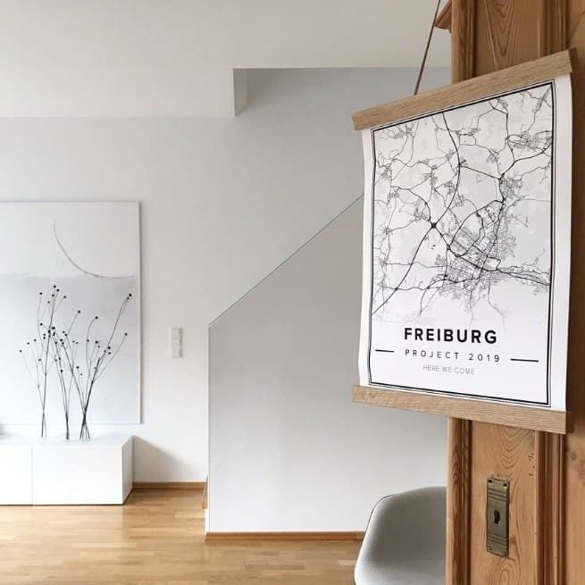 white map poster of Freiburg