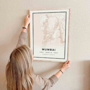 Peach map poster of Mumbai, India