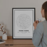 white star map poster of Hong Kong