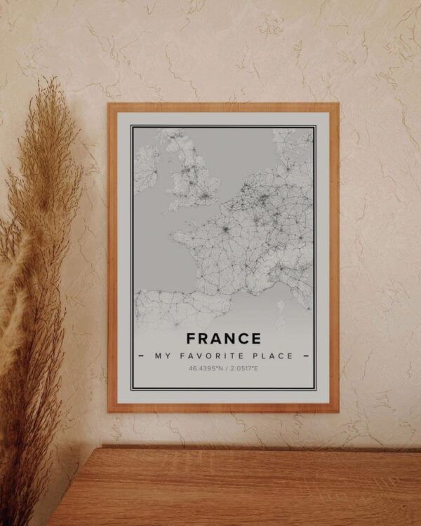 white map poster of France