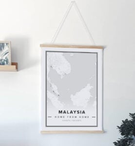 white map poster of Malaysia