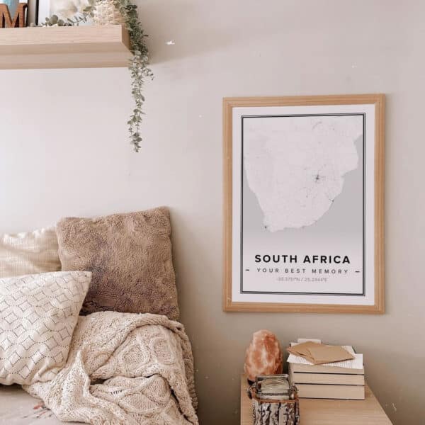White map poster of South Africa