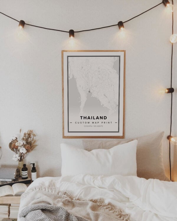 white map poster of Thailand