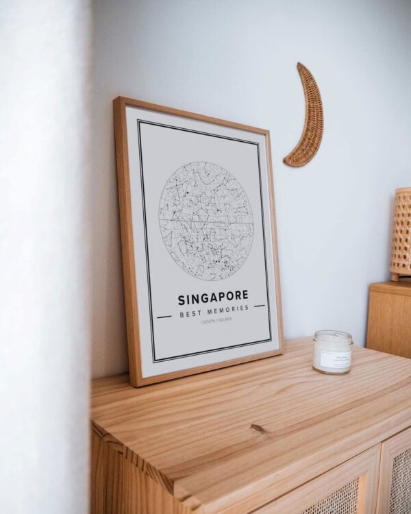 white star map poster of Singapore