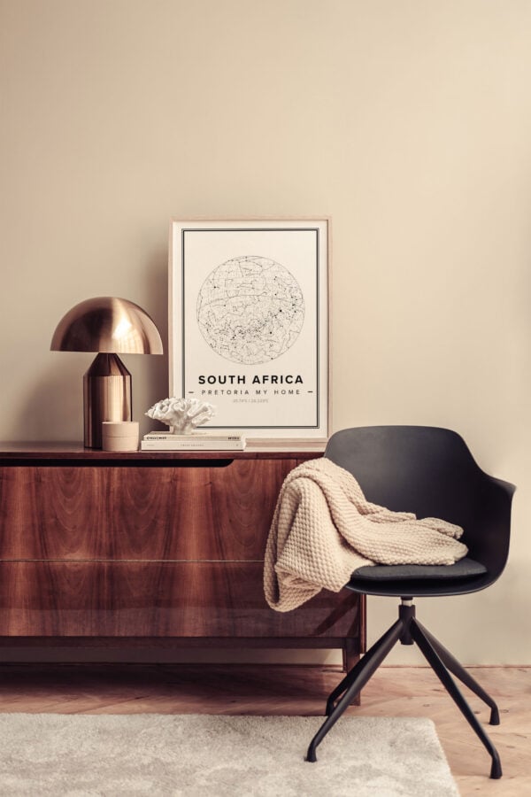 White star map poster of South Africa