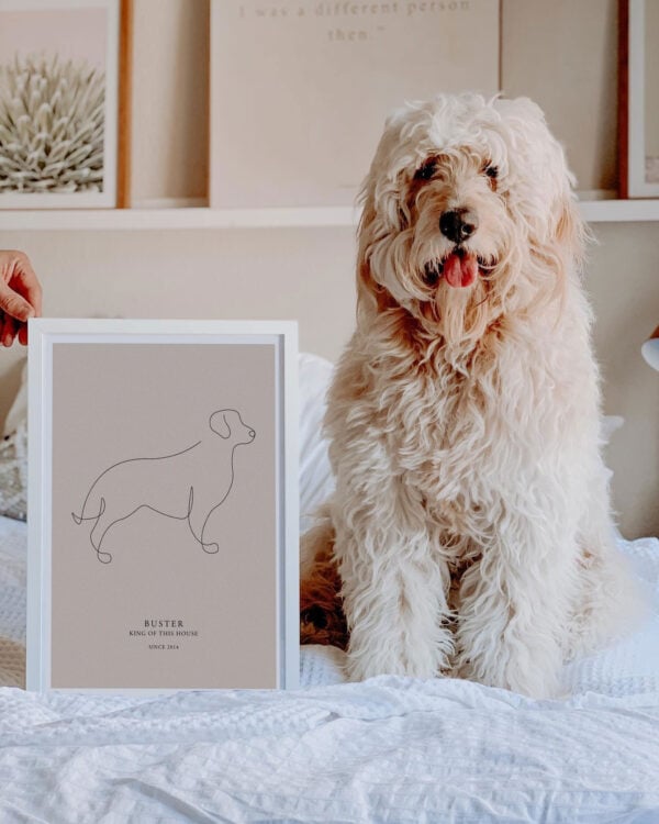 dog line art poster golden doodle